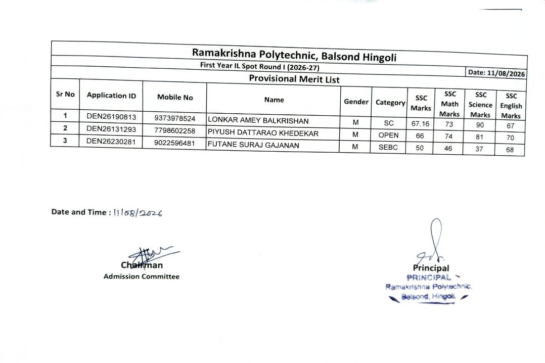 Merit List 1